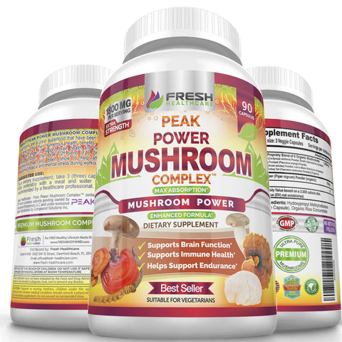 Fresh Healthcare Peak Power Mushroom Complex - Peak O2 - 90 Vegan Capsules