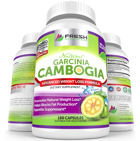 Fresh Healthcare 100% Pure Garcinia Cambogia Natural Extract - 180 Vegan Capsules