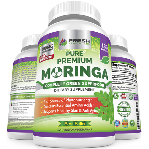 Fresh Healthcare Moringa Oleifera Complete Green Superfood - 180 Vegan Capsules